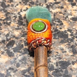 Turquoise, Clay, Wood Bohemian Hair Pin